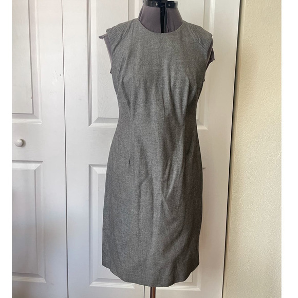 Banana Republic Heather Gray Cotton Blend Career Knee Sheath Dress, Size 4P 🔴 - Picture 2 of 3